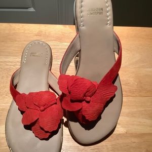 Johnston & Murphy Red Suede Sandals. Size 8